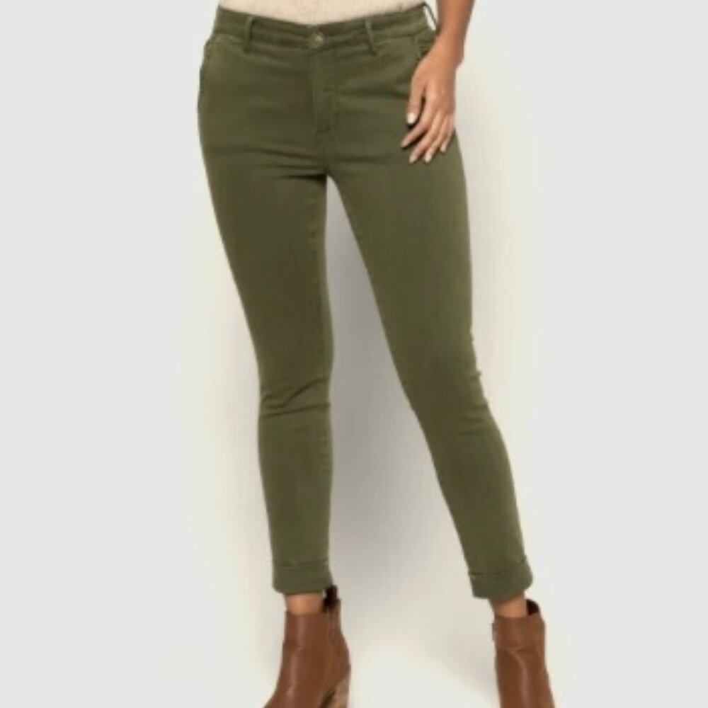 Womens Callie Eco Cuffed Skinny Pant, High Rise, Olive Green, Cosmic Blue Love